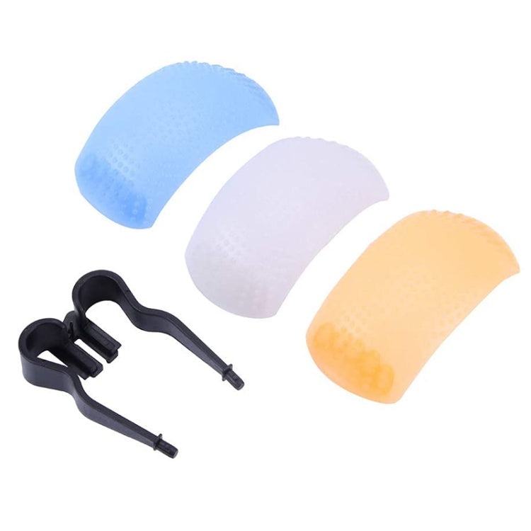 3 Colors Pop-up Flash Soft Flash Diffuser Kit with White Diffuser / Blue Diffuser / Orange Diffuser / Diffuser Bracket