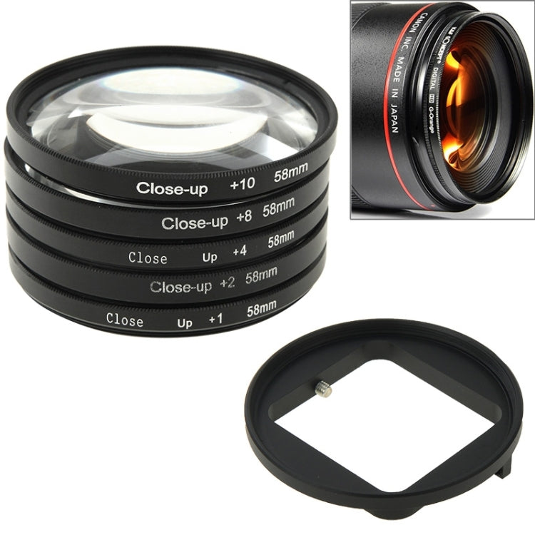 6 in 1 58mm Close-Up Lens Filter Macro Lens Filter + Filter Adapter Ring for GoPro HERO3, 6 in 1 58mm 6 in 1 58mm