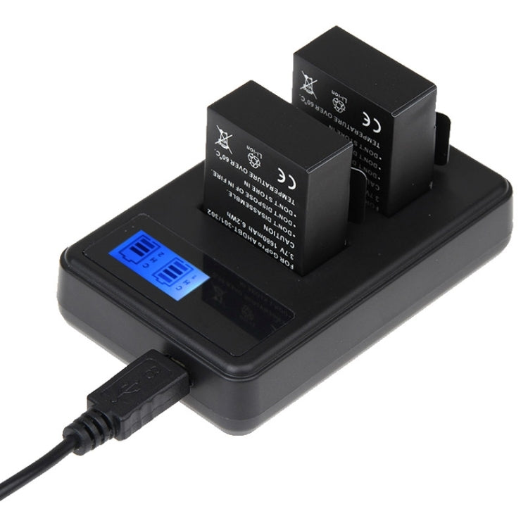 GP158-B LCD Screen Dual Batteries Charger for GoPro HERO3+ /3 (AHDBT-301, AHDBT-302), Displays Charging Capacity – Durable Build, Easy to Use, For GoPro HERO3+ /3