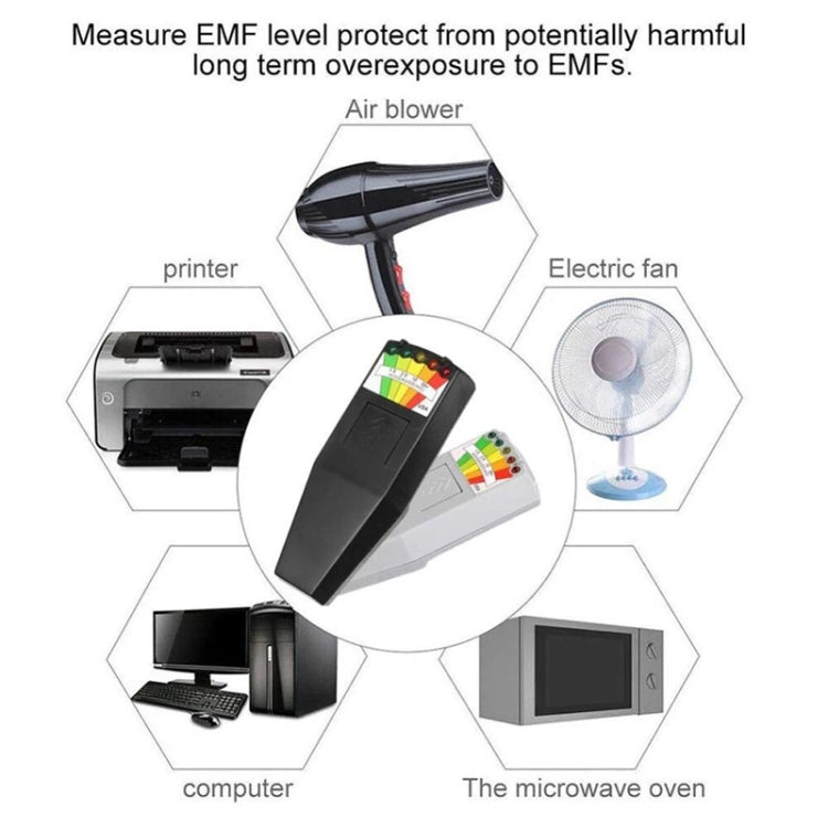5-LED Electromagnetic Radiation Detector EMF Meter Tester, Style 2 White, Style 2 Black