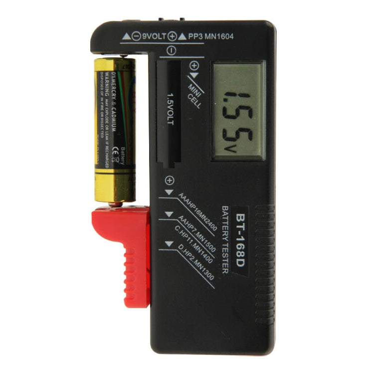 BT-168D Digital LCD Display Battery Universal Tester for 1.5V AAA, AA and 9V 6F22 Batteries – Durable Build, Easy to Use Default Title
