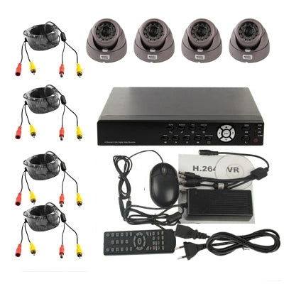 4-CH Embedded Digital Video Recorder Kit (1 / 3 Sony CCD, 650TVL, 24 x IR LED, 6mm Lens, IR Distance: 25m, H.264 (8204EV+622A), 8204EV+622A, 1 / 3 Sony CCD, 650TVL