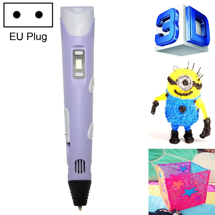 Hand-held 3D Printing Pen, EU Plug, EU Plug EU Plug Purple