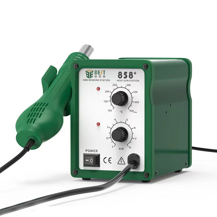 BEST BST-858+ AC 220V 50Hz 650W Adjustable Temperature Unleaded Hot Air Gun with Helical Wind, BST-858+ EU Plug, BST-858+ US Plug BST-858+ EU Plug Green