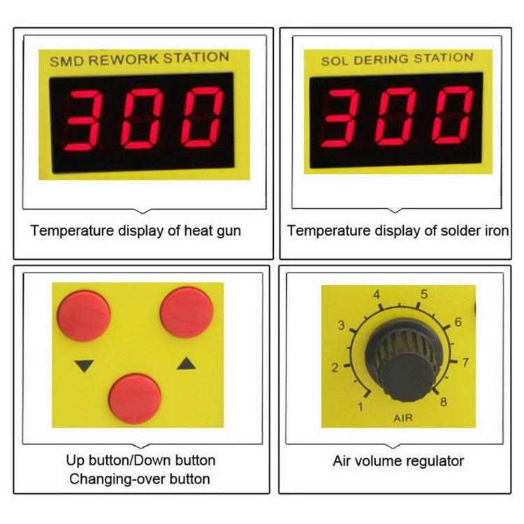 BEST BST-898D 2 in 1 AC 220V 720W LED Displayer Helical Wind Adjustable Temperature Unleaded Hot Air Gun + Solder Station & Soldering Iron, BST-898D US Plug, BST-898D EU Plug