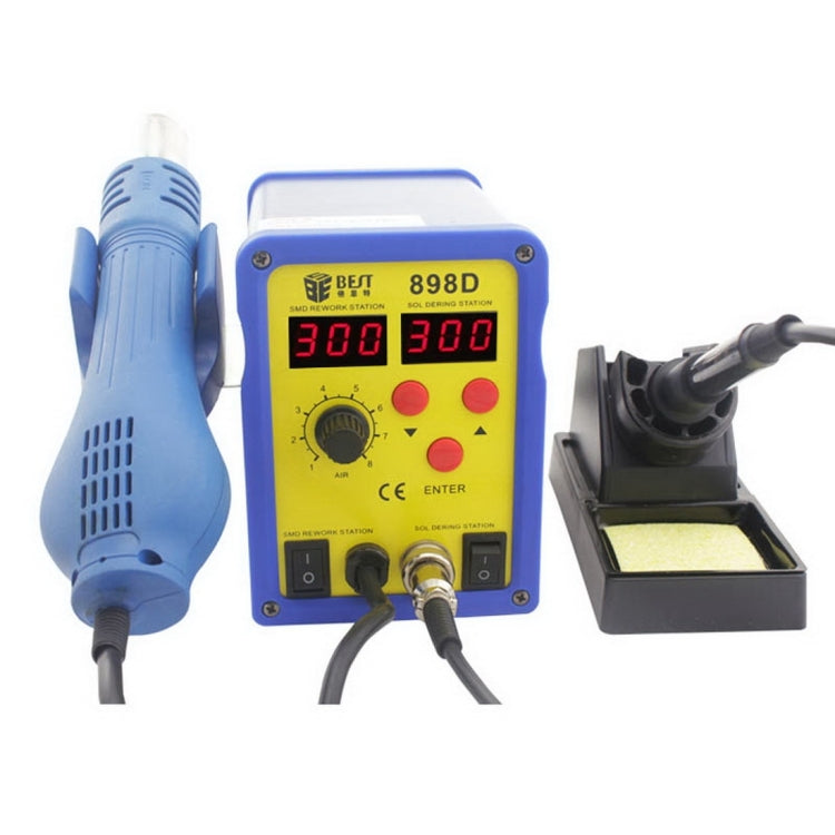BEST BST-898D 2 in 1 AC 220V 720W LED Displayer Helical Wind Adjustable Temperature Unleaded Hot Air Gun + Solder Station & Soldering Iron, BST-898D US Plug, BST-898D EU Plug