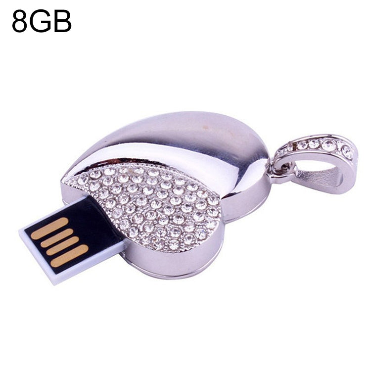 Silver Heart Shaped Diamond Jewelry USB Flash Disk, Special for Valentines Day Gifts , 2GB, 4GB, 8GB, 16GB, 32GB – Durable Build, Easy to Use 8GB 8GB
