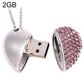 Heart Shaped Diamond Jewelry USB Flash Disk, Special for Valentines Day Gifts , 2GB, 4GB, 8GB, 16GB – Durable Build, Easy to Use 2GB Pink