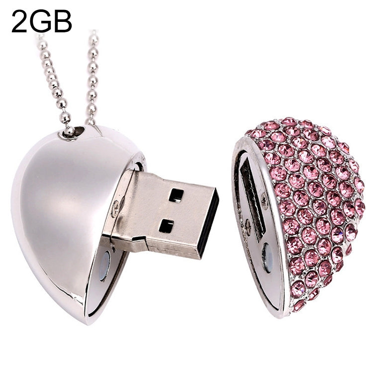 Heart Shaped Diamond Jewelry USB Flash Disk, Special for Valentines Day Gifts , 2GB, 4GB, 8GB, 16GB – Durable Build, Easy to Use 2GB Pink