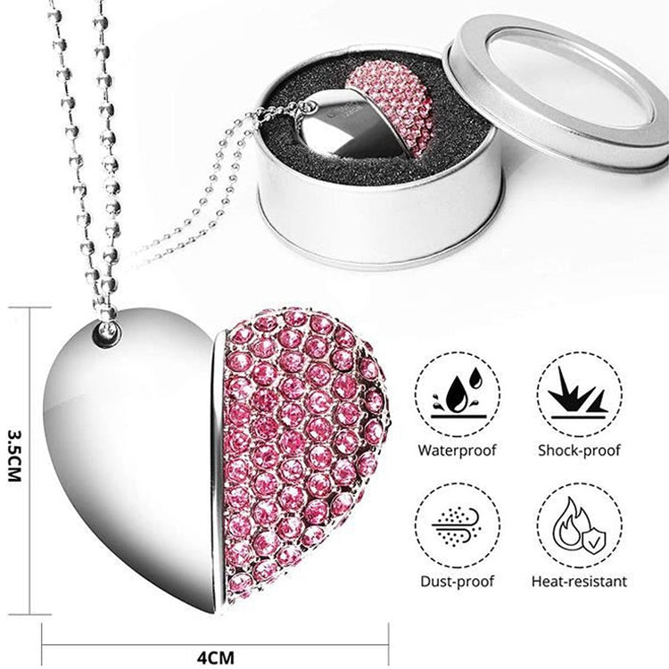 Heart Shaped Diamond Jewelry USB Flash Disk, Special for Valentines Day Gifts , 2GB, 4GB, 8GB, 16GB – Durable Build, Easy to Use
