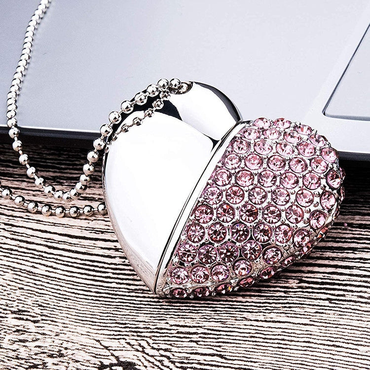 Heart Shaped Diamond Jewelry USB Flash Disk, Special for Valentines Day Gifts , 2GB, 4GB, 8GB, 16GB – Durable Build, Easy to Use