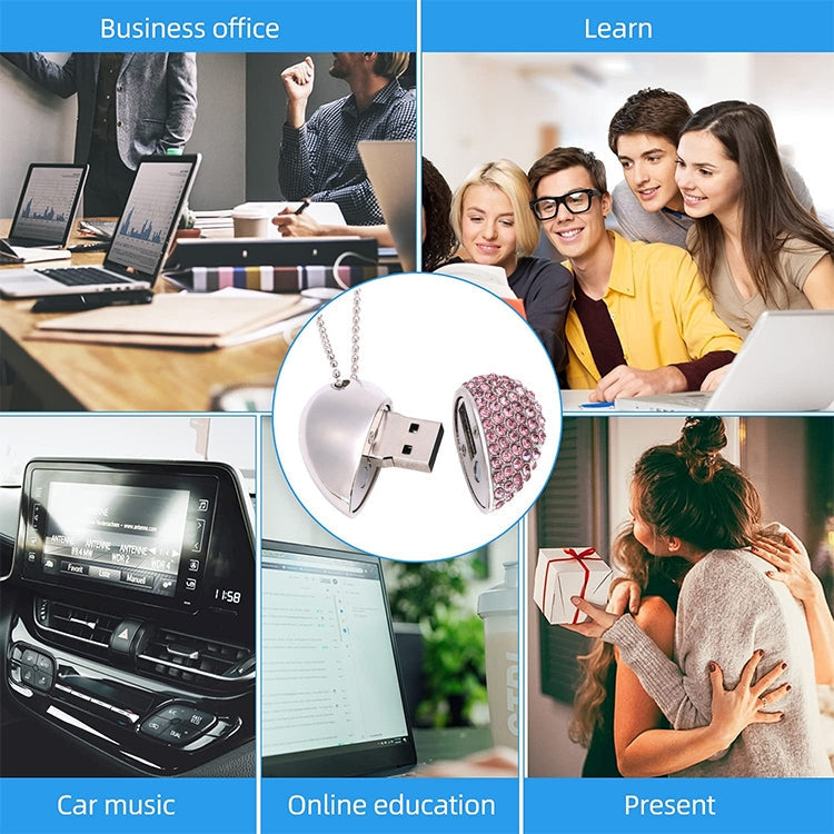 Heart Shaped Diamond Jewelry USB Flash Disk, Special for Valentines Day Gifts , 2GB, 4GB, 8GB, 16GB – Durable Build, Easy to Use