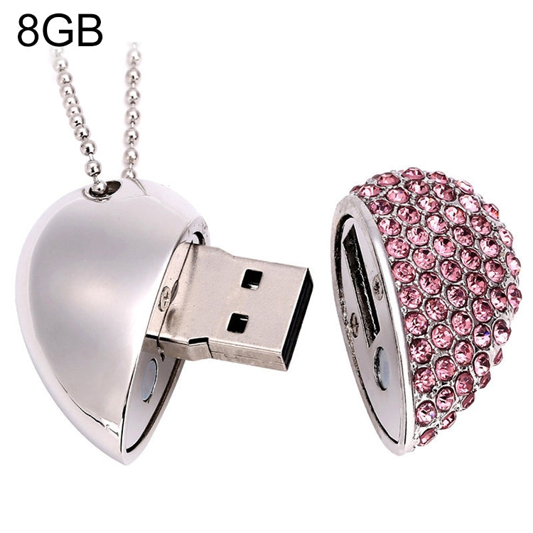 Heart Shaped Diamond Jewelry USB Flash Disk, Special for Valentines Day Gifts , 2GB, 4GB, 8GB, 16GB – Durable Build, Easy to Use 8GB Pink