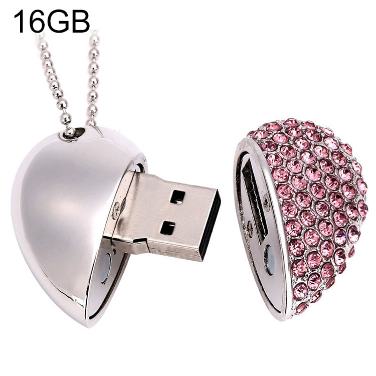 Heart Shaped Diamond Jewelry USB Flash Disk, Special for Valentines Day Gifts , 2GB, 4GB, 8GB, 16GB – Durable Build, Easy to Use 16GB Pink
