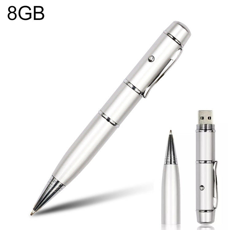 3 in 1 Laser Pen Style USB Flash Disk, Silver (8GB), 8GB (Silver) – Durable Build, Easy to Use 8GB (Silver)
