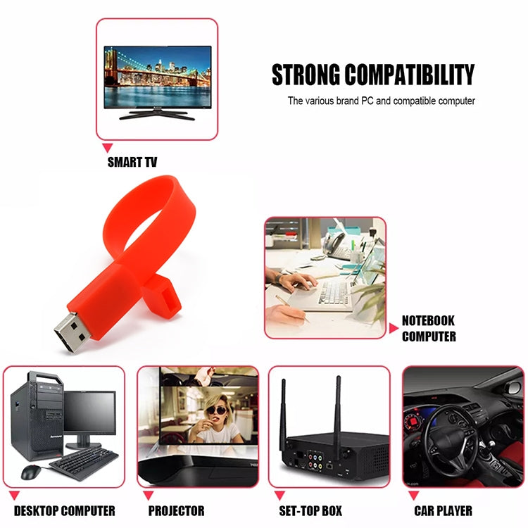 8GB Silicon Bracelets USB 2.0 Flash Disk, 8GB (Black) – Durable Build, Easy to Use