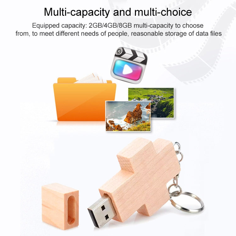 8 GB Wood Cross Style USB Flash Disk, 2GB, 4GB, 8GB – Durable Build, Easy to Use