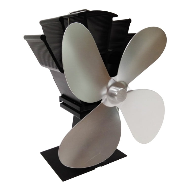 YL603 Eco-friendly Aluminum Alloy Heat Powered Stove Fan with 4 Blades for Wood / Gas / Pellet Stoves Silver