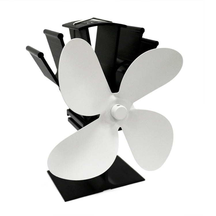 YL603 Eco-friendly Aluminum Alloy Heat Powered Stove Fan with 4 Blades for Wood / Gas / Pellet Stoves – Aluminum Alloy White