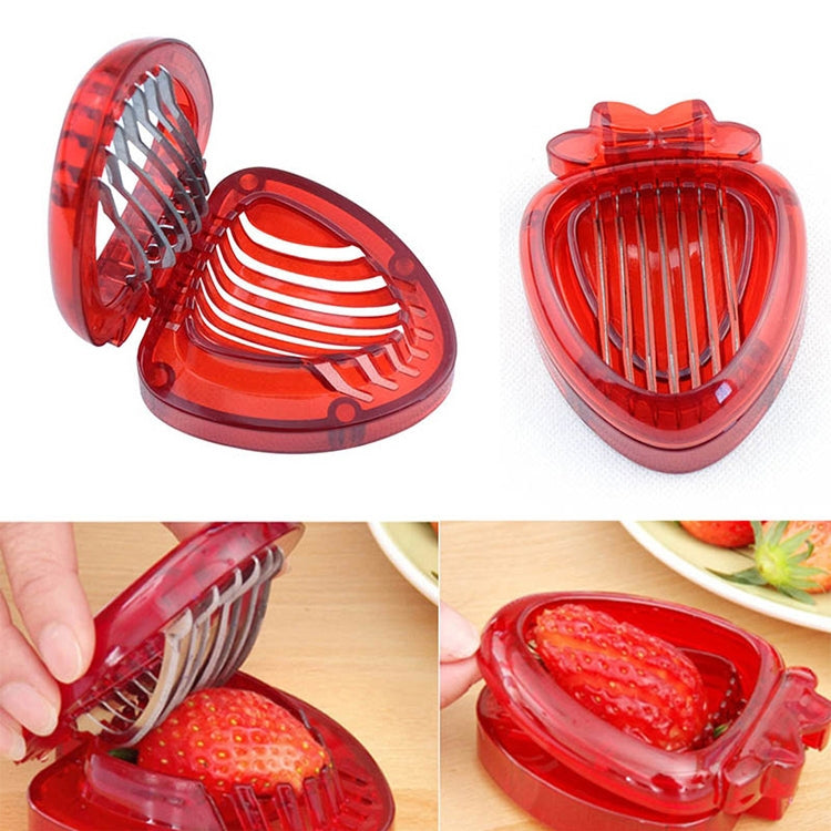 Kitchen Tool Plastic Strawberry Slicer Fruit Knife with Stainless Steel Blade, Strawberry Slicer Strawberry Slicer
