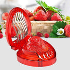 Kitchen Tool Plastic Strawberry Slicer Fruit Knife with Stainless Steel Blade, Strawberry Slicer