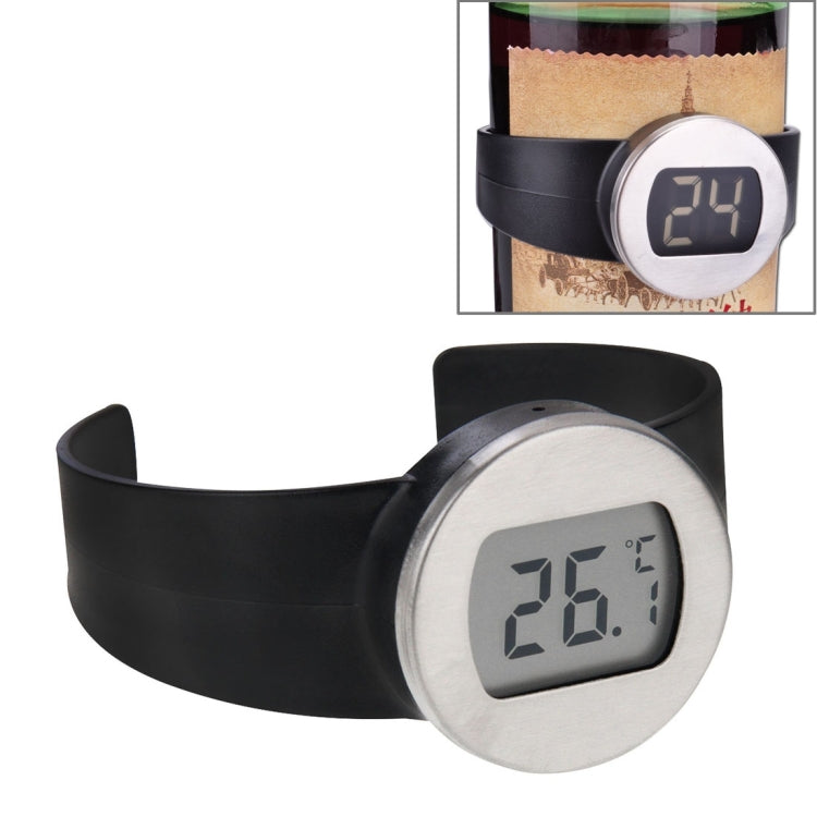 Celsius Degree Digital LCD Display Wine Bottle Thermometer, Suitable Bottle Diameter: 65-80mm (Black + Silver), TL802-TT TL802-TT