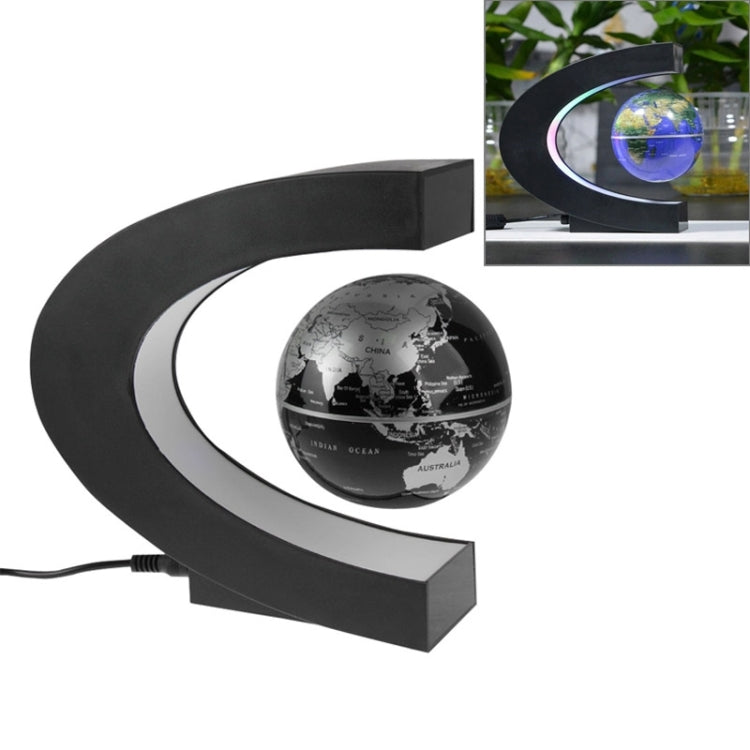 Electronic Magnetic Floating Globe with Multicolor LED, Black Black