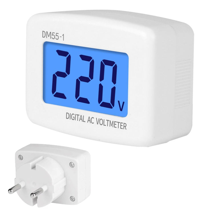 DM55-1 LCD AC Digital Voltage Meter Voltmeter, Measure Range: 110V-300V, EU Plug Default Title