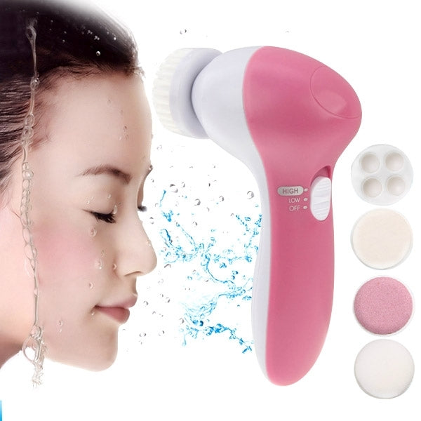 5 in 1 Beauty Care Brush Massager Scrubber Face Skin Care Electric Facial Cleanser, 5 in 1 AE-8782 5 in 1 AE-8782