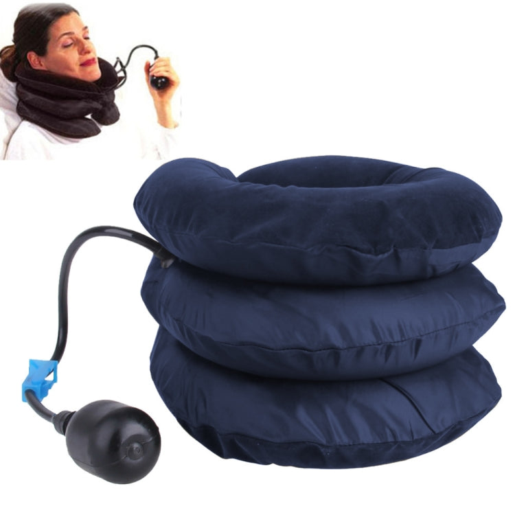 Inflatable Air Cervical Neck Traction Device Soft Head Back Shoulder Neck Ache Massager Headache Pain Relief Relaxation Brace, Half Cashmere (Dark Blue) – Durable Build, Easy to Use Half Cashmere (Dark Blue)