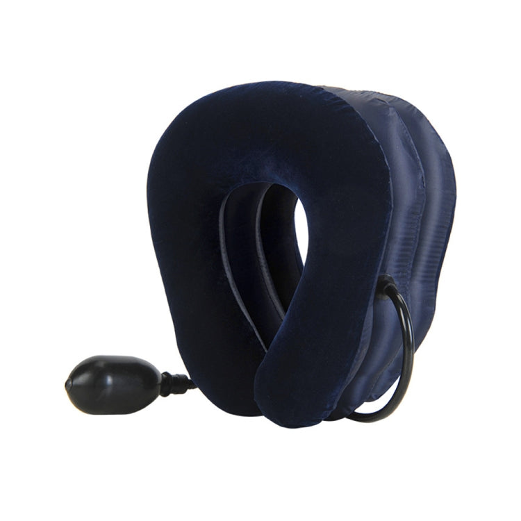 Inflatable Air Cervical Neck Traction Device Soft Head Back Shoulder Neck Ache Massager Headache Pain Relief Relaxation Brace, Half Cashmere (Dark Blue) – Durable Build, Easy to Use