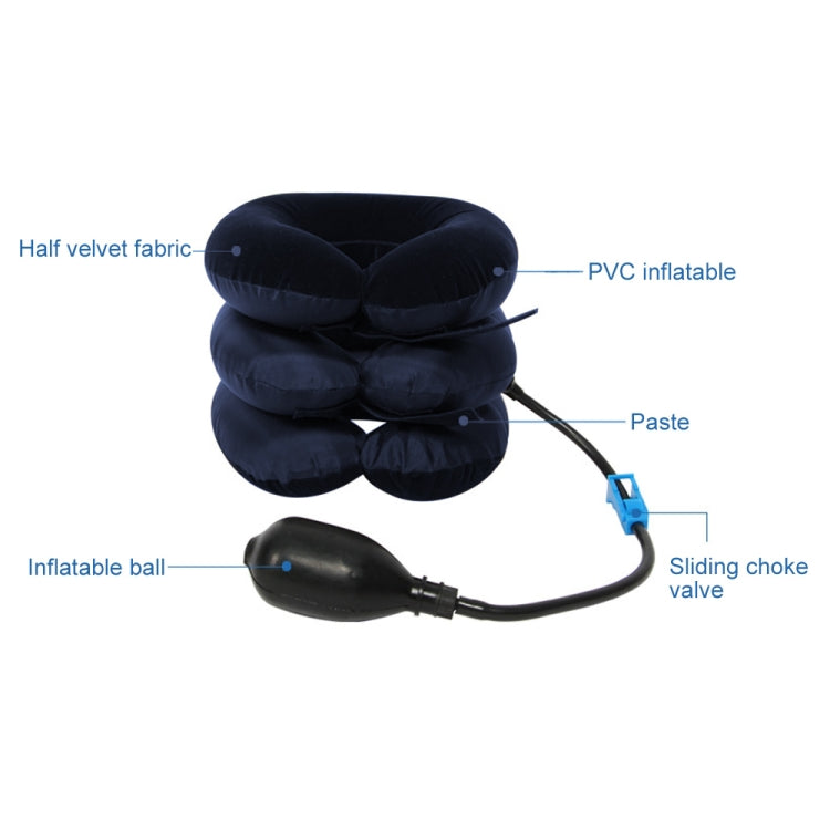 Inflatable Air Cervical Neck Traction Device Soft Head Back Shoulder Neck Ache Massager Headache Pain Relief Relaxation Brace, Half Cashmere (Dark Blue) – Durable Build, Easy to Use