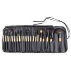24 PCS Horse Hair Wooden Handle Cosmetic Brush Set with Black Leather Bag, 24 PCS 24 PCS