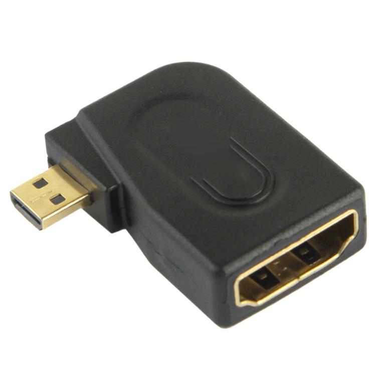 Gold Plated Micro HDMI Male to HDMI 19 Pin Female Adaptor with 90 Degree Angle, Micro HDMI to HDMI – Durable Build, Easy to Use