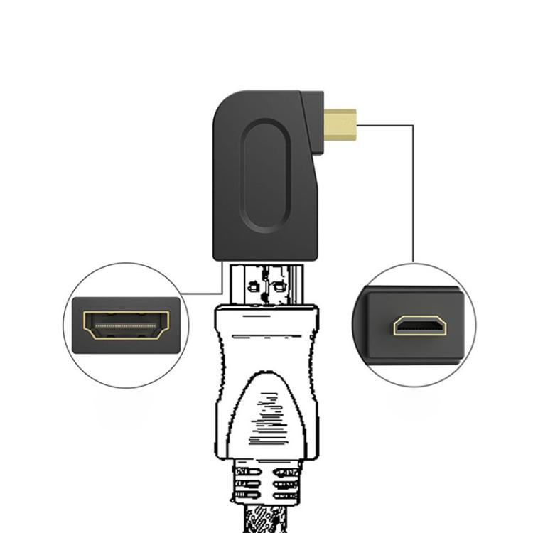 Gold Plated Micro HDMI Male to HDMI 19 Pin Female Adaptor with 90 Degree Angle, Micro HDMI to HDMI – Durable Build, Easy to Use
