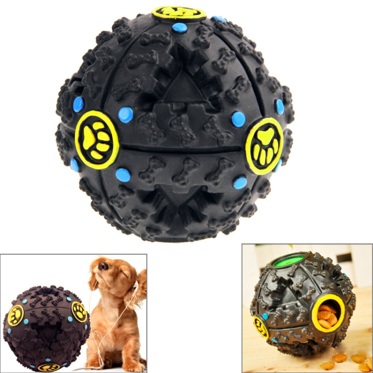Pet Dog and Cat Food Dispenser Squeaky Giggle Quack Sound Training Toy Chew Ball, Size: S, 7cm Black, Size: M, 9cm Black, Size: L, 11cm Black Size: S, 7cm Black S-HPS-0337A