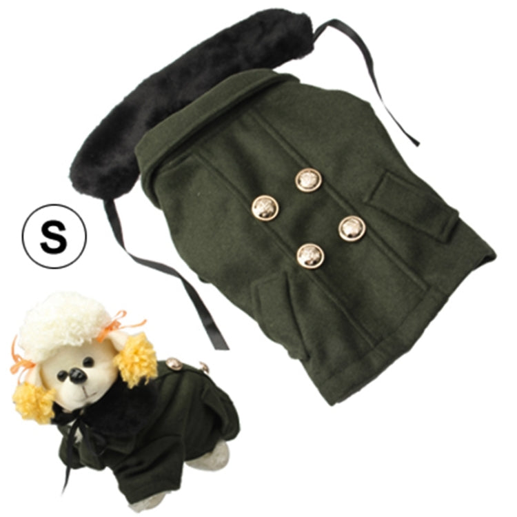Gorgeous Woolen Cloth with Fur Collar Dog Coat Pet Clothes, Size: XL , Size: S(Deep Green) Size: S(Deep Green) Deep Green