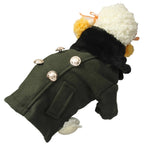 Gorgeous Woolen Cloth with Fur Collar Dog Coat Pet Clothes, Size: XL , Size: S(Deep Green)