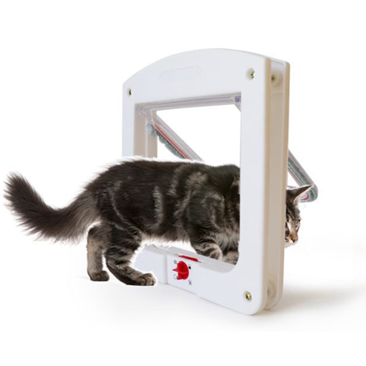 Cat / Small-scale Dog Friendly Transparent Flap, Universal 4 Way Locking, White White