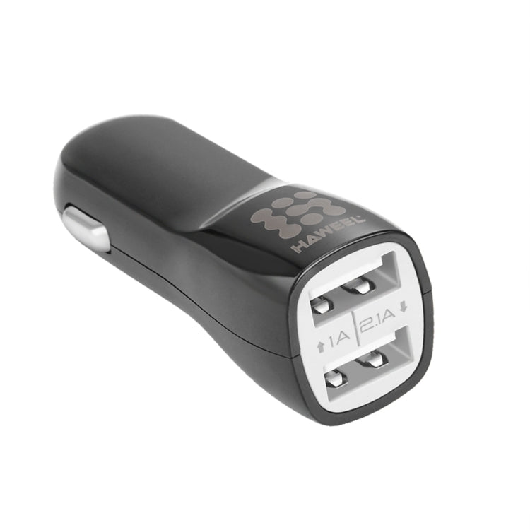 HAWEEL High Quality 2.1A + 1A Dual USB Ports Car Charger, HK Black HK Black Black