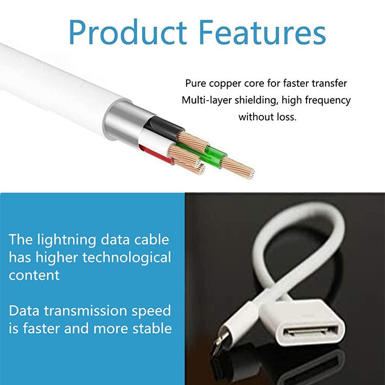 8 Pin Male to 30 Pin Female Sync Data Cable Adapter, Cable Length:...