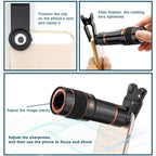 Camera Lens – Universal 12X Zoom Optical Zoom Telescope Lens with Clip