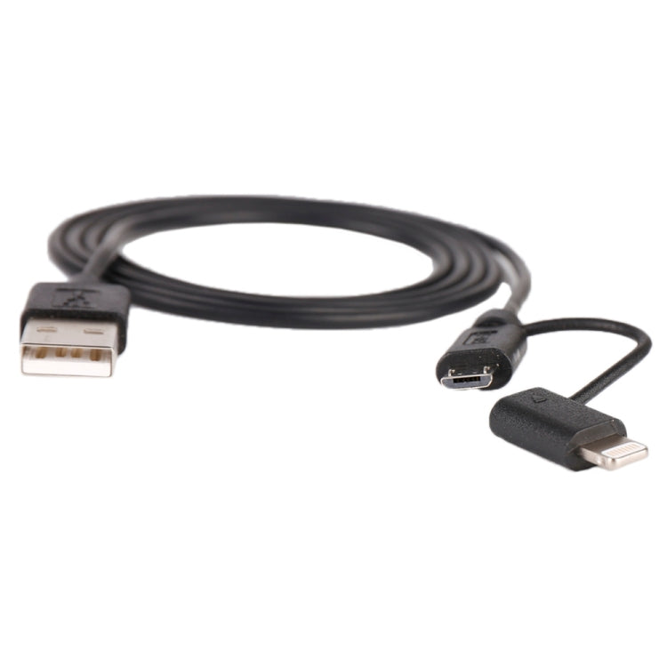 1m MFI 2 in 1 8 pin + Micro USB 2.0 Male to USB Data Sync Charging Cable