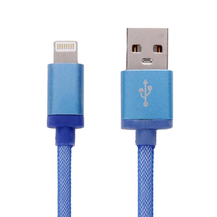 Net Style Metal Head 8 Pin to USB Data / Charger Cable, Cable Length: 25cm Blue