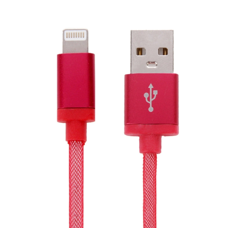 Net Style Metal Head 8 Pin to USB Data / Charger Cable, Cable Length: 25cm Red