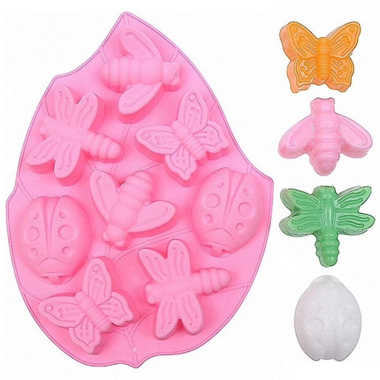 8-in-1 Insect Butterfly Dragonfly Beetle Shaped Silica Cake Mold, 8 In 1(Pink) 8 In 1(Pink)