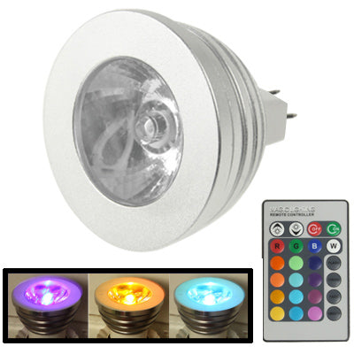 MR16 3W RGB LED Light Bulb, Luminous Flux: 400-450LM, with Remote Controller, DC 12V Default Title