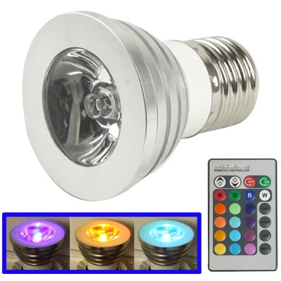 E27 3W RGB Flash LED Light Bulb with Remote Controller, AC 85-265V, Luminous Flux: 240-270lm Default Title
