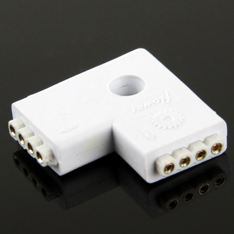 4 Pin 2 Way L Shape Female Connector for RGB LED Flexible Strip – Durable Build, Easy to Use Default Title