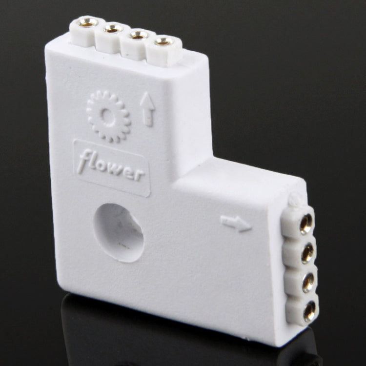 4 Pin 2 Way L Shape Female Connector for RGB LED Flexible Strip – Durable Build, Easy to Use